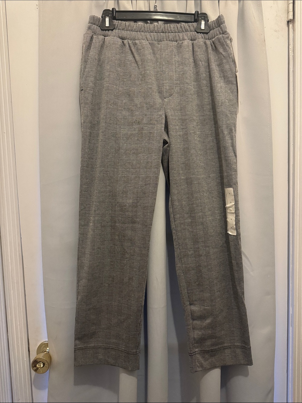 Gray Plaid Relaxed Jogger Pants